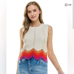 Colorful Wave Pattern Sleeveless Top